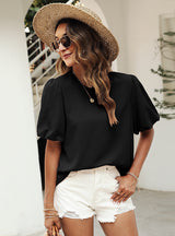 Balloon Sleeve Chiffon Shirt Top