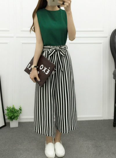 Wide Leg Pants Women High Waist Plaid Striped Loose Pants