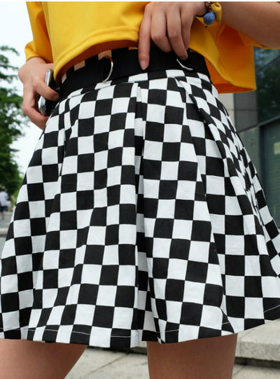 Pleated Plaid Skirts High Waisted Checkered Skirt