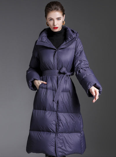 Long Over-the-knee Padded Hooded Down Jacket