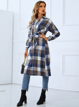 Plaid Long Sleeve Shirt Woolen Coat