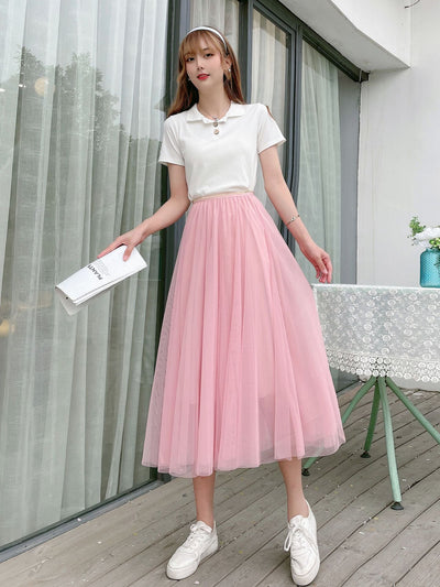 High Waist Gauze Skirt