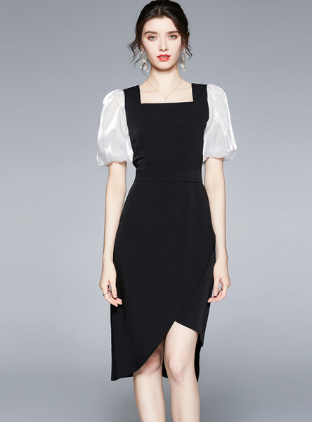 Bubble Sleeve Short Sleeve Retro Dress