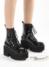 Pearl Chain Thick Bottom Side Zipper Women's Boots