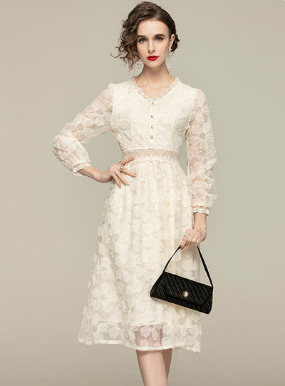 Women Lace Long Sleeve Dress