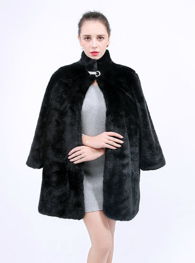 Fox Fur-Like Mosaic Waistcoat Long Vest Jacket 