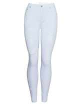 White Ripped High Waist Pencil Pants