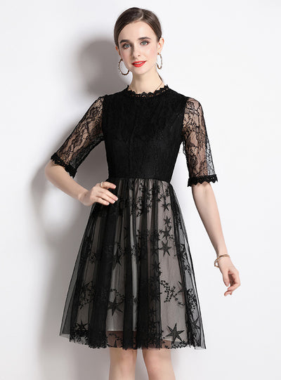 Black Lace Tulle Girl Dress