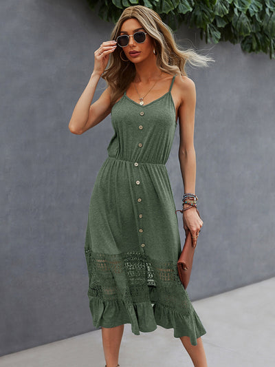 Women Lace Stitching Knit Dress