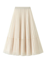 Nail Bead Stitching Mesh Pleated Skirt