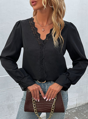 Long-sleeved Shirt V-neck Stitching Shirt