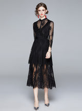 Autumn and Winter Lace Long Sleeve Dress