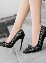 Pumps Rivet Shoes Rome Butterfly Knot High Heels