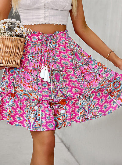 Bohemian Holiday Print Skirt