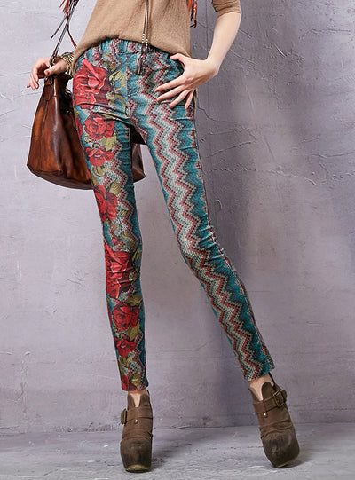 Print Cotton Elastic Tallie Pencil Shape Leggings