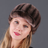 Mink Fur Hat Ladies Warm Winter Cap