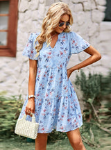 V-neck Chiffon Printed Dress