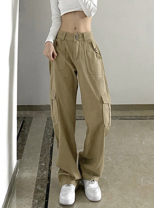 Sports Casual Low Waist Big Pockets Pant