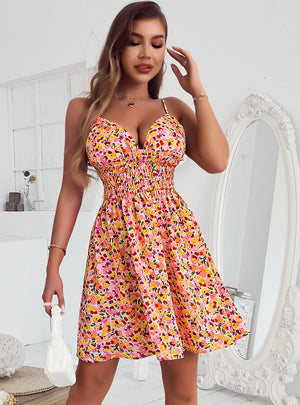 Women Strap Print Casual Dress