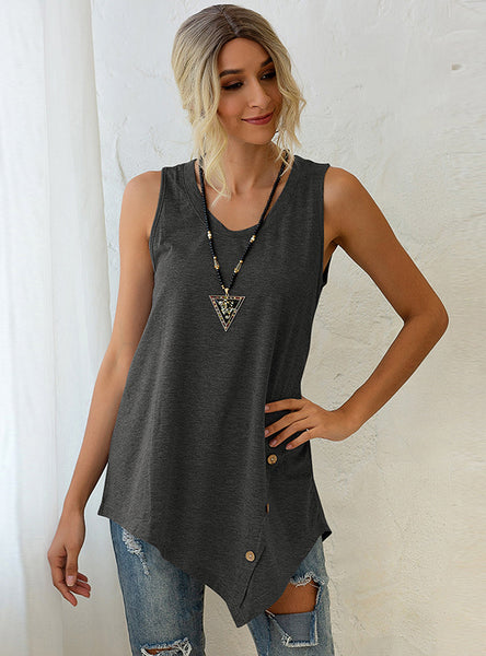 Sleeveless Top Irregular V-neck Vest T-shirt