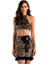 Nightclub Sequined Dress Two-piece Suit