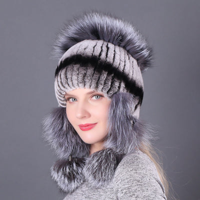 Fur Rex Rabbit Hat Winter Fashion Women