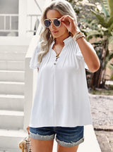 Women Short-sleeved Ruffled Shirt