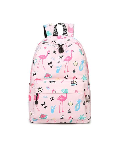 Pink Flamingo Animal Knapsack Printing School Bagpack Bag