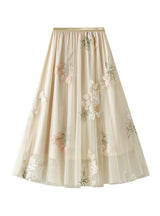 Double-layer Mesh Embroidery Medium-length Skirt