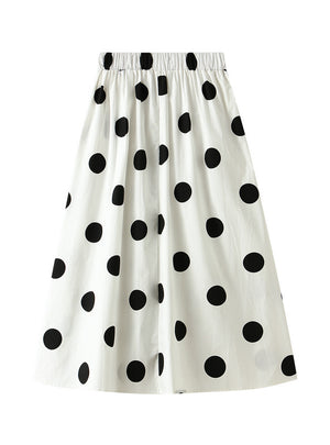 Medium-length Polka Dot Contrast Skirt