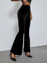 Sexy Slim Solid Color High Waist Velvet Pants