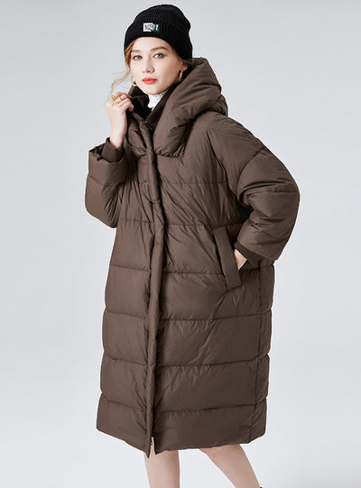 Loose Hooded Padded Ladies Down Jacket Coat