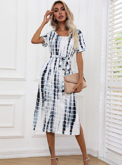 Slit-fit Tie-dye Printed Dress