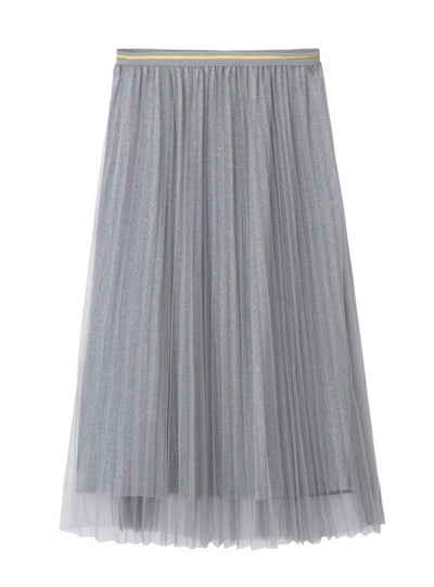 Bright Silk Pleated Gauze Skirt