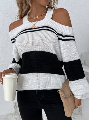 Sexy Striped Halter Sweter