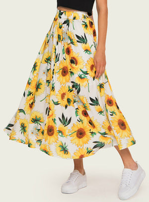 Bohemia Printed Elastic Waist Beach Skirt