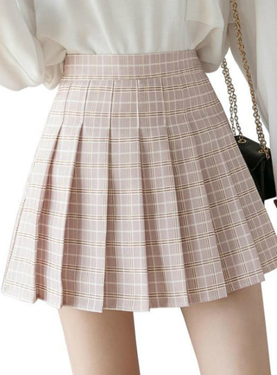 Women Skirt Preppy Style High Waist Chic