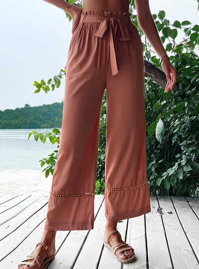 Leisure Lace-up Elastic Wide-leg Pants