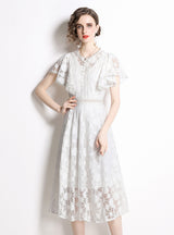 Lace Hollow Sleeve Sleeve Retro Dress