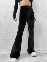 High Waist Flared Trousers Velvet Casual Pant