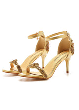 Thin Heel Crystal Yellow Diamond Wedding Shoes