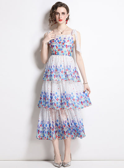 Women Flower Sling Cake Dress