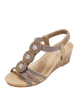 Retro Beaded Sponge Cake Wedge Sandals