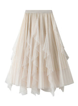 Nail Bead Irregular Ruffled Gauze Skirt