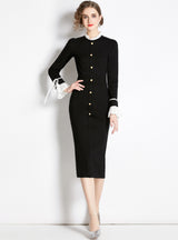 Black Retro Trumpet Sleeve Dress