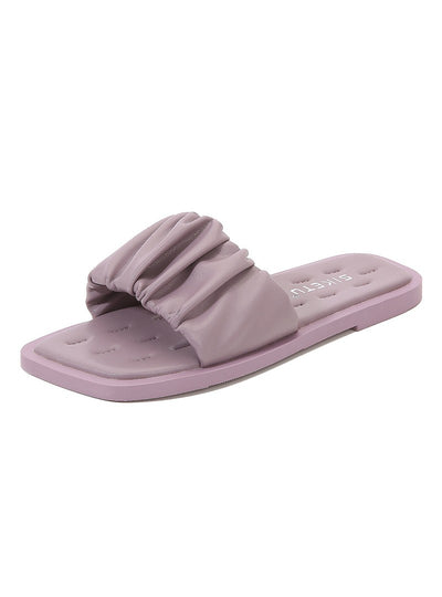 Square Pleated Flat-soled Slippers