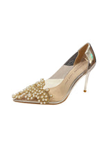 Transparent Pearls Stiletto Heels Shoes