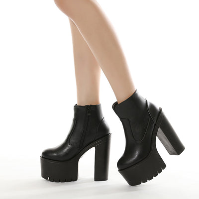 Thick-heeled Thick Bottom Platform Bootd