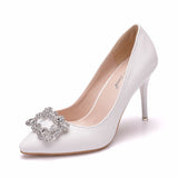 Square Buckle Rhinestone Wedding Shoes