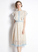 Lace Flying Sleeve Long Dress